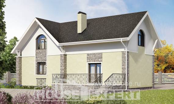 150-012-П Проект двухэтажного дома с мансардным этажом, классический коттедж из газосиликатных блоков, Экибастуз