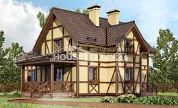 160-003-П Проект двухэтажного дома с мансардой, простой коттедж из теплоблока Рудный, House Expert