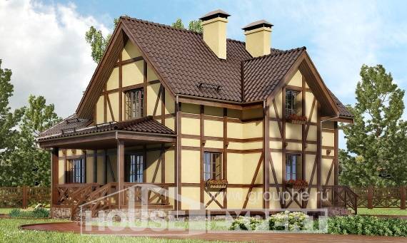 160-003-П Проект двухэтажного дома с мансардным этажом, бюджетный домик из газосиликатных блоков Петропавловск, House Expert
