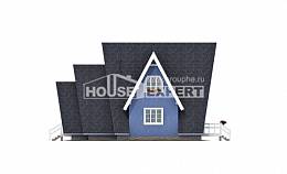 100-002-П Проект двухэтажного дома мансардой, скромный домик из бревен, Шымкент