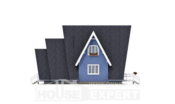 100-002-П Проект двухэтажного дома мансардой, скромный домик из бревен, Шымкент