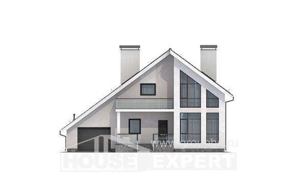 200-007-Л Проект двухэтажного дома с мансардой, гараж, классический дом из газосиликатных блоков Талдыкорган, House Expert