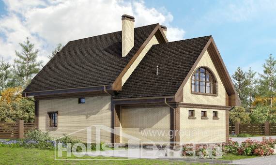 185-003-Л Проект двухэтажного дома с мансардой и гаражом, современный загородный дом из твинблока, Темиртау