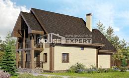 185-003-Л Проект двухэтажного дома с мансардным этажом и гаражом, уютный домик из пеноблока Рудный, House Expert