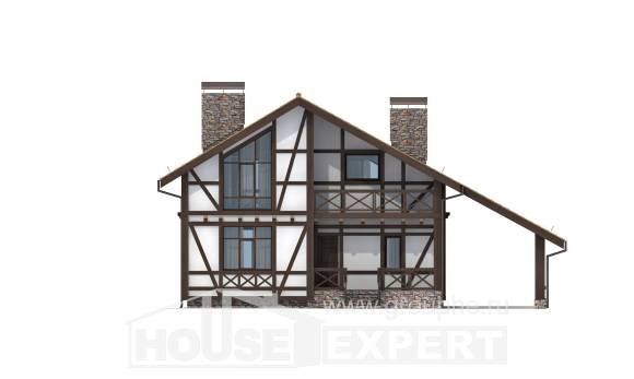 155-002-П Проект двухэтажного дома мансардный этаж, гараж, небольшой загородный дом из пеноблока, Шымкент