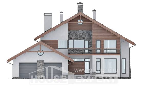 270-003-Л Проект двухэтажного дома мансардой и гаражом, красивый домик из поризованных блоков, House Expert