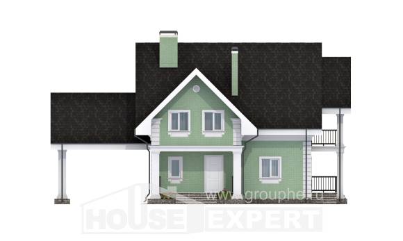 140-003-Л Проект двухэтажного дома с мансардой, гараж, красивый дом из арболита, House Expert