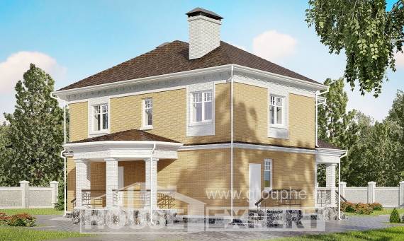 160-001-Л Проект двухэтажного дома, компактный коттедж из бризолита Туркестан, House Expert