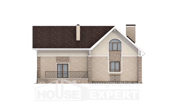 150-012-Л Проект двухэтажного дома с мансардой, современный коттедж из газосиликатных блоков Шымкент, House Expert
