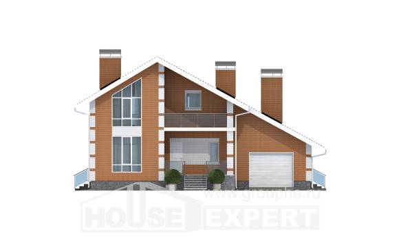 190-006-П Проект двухэтажного дома с мансардным этажом и гаражом, красивый дом из газосиликатных блоков Кызылорда, House Expert