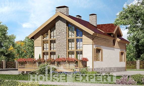 165-002-П Проект двухэтажного дома, гараж, классический домик из пеноблока, Экибастуз