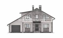180-017-Л Проект двухэтажного дома мансардой и гаражом, простой загородный дом из блока, House Expert